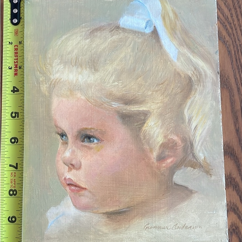 Original oil painting on board of a young girl, head study